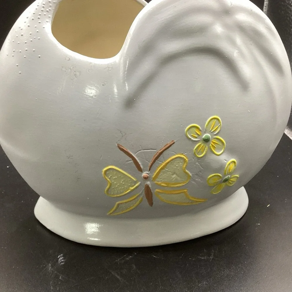 VTG Hand Painted Vase Flower Pot with Bluebirds‎ Motif 5.5